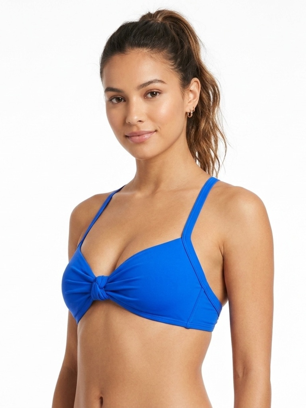 Xhilaration Knot Front Bikini Top Festival Cobalt Blue XS